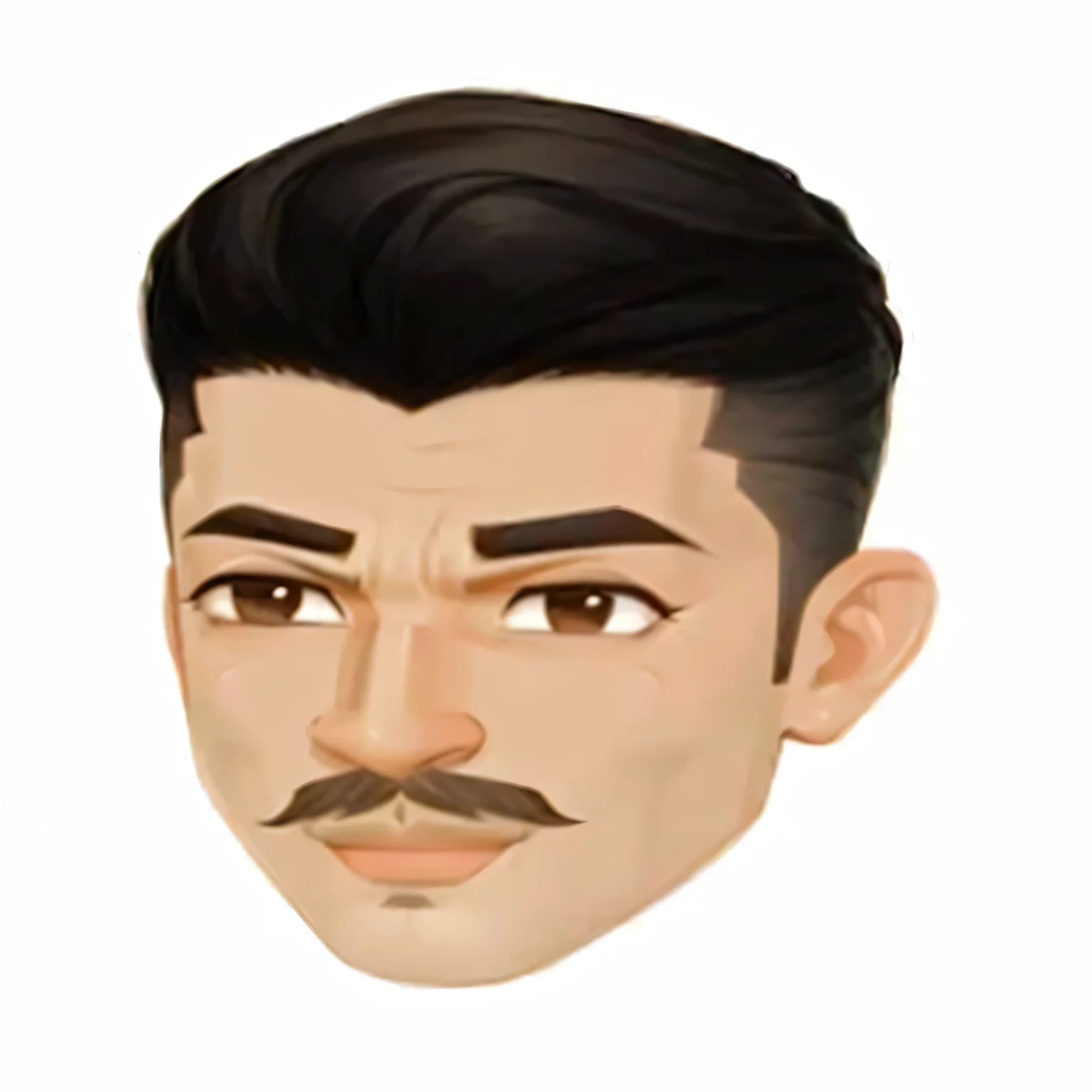 a close up of a cartoon man with a mustache and a mustache, zayn malik, cartoon artstyle, mohamed chahin style, inspired by Fathi Hassan, inspired by Maximilian Cercha, zigor samaniego style, upper body 2d game avatar, design your own avatar, avatar image, inspired by Kristian Kreković, encho enchev