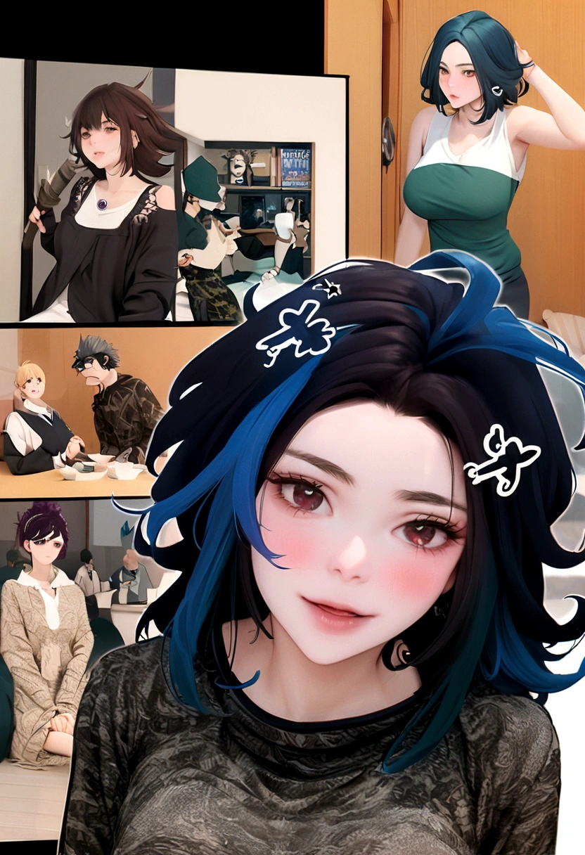 1 , bonito, cabelo preto, comma hair, forehead comma hair, cabelo coreano, estilo de rua, Moletom roxo, brilhante, olhos vermelhos, olhando para o espectador, tronco, cara feliz, olhando pra camera, olho castanho