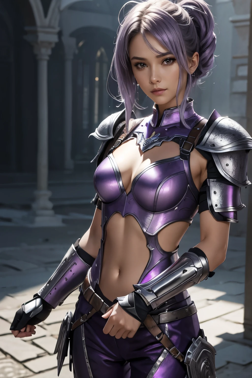 8K,Purple and silver small chest armor,Ultra-high resolution,Ultra-realistic,