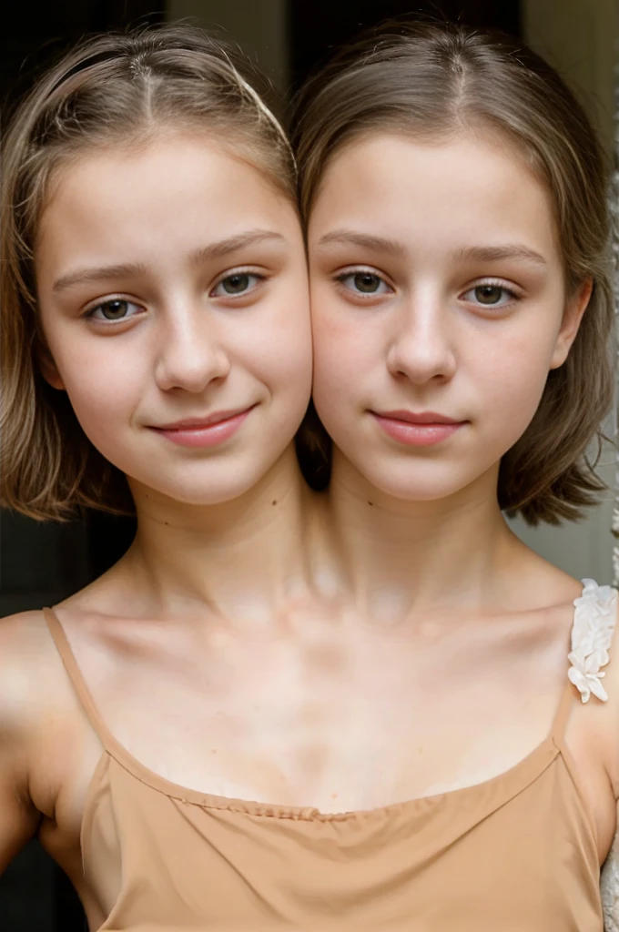 (One head 13 year old girl:1.5), (one head 16 year old girl:1.5)