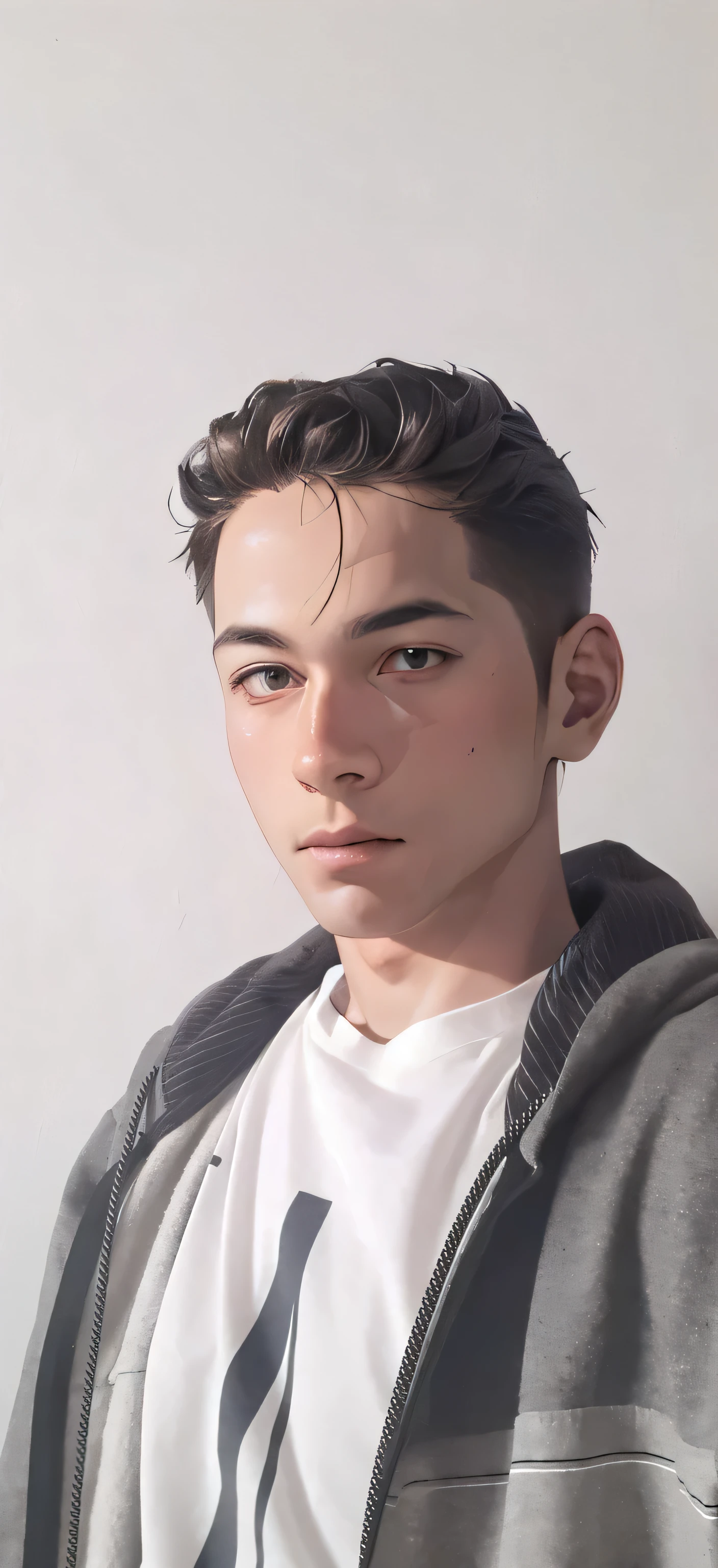 (best quality, highres),anime,graphic illustration style,soft lighting,defined outlines,spiky hair