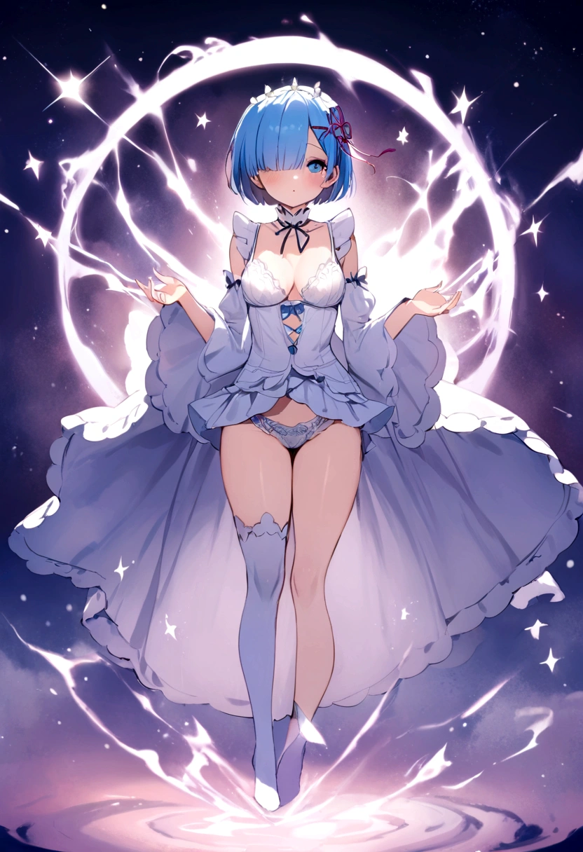 masterpiece, highest quality, Rem, One girl,lingerie,whole body