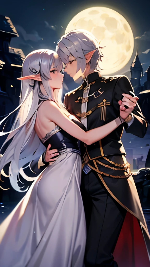 Moonlit Night、Dance with the long black haired king and the silver haired elf、