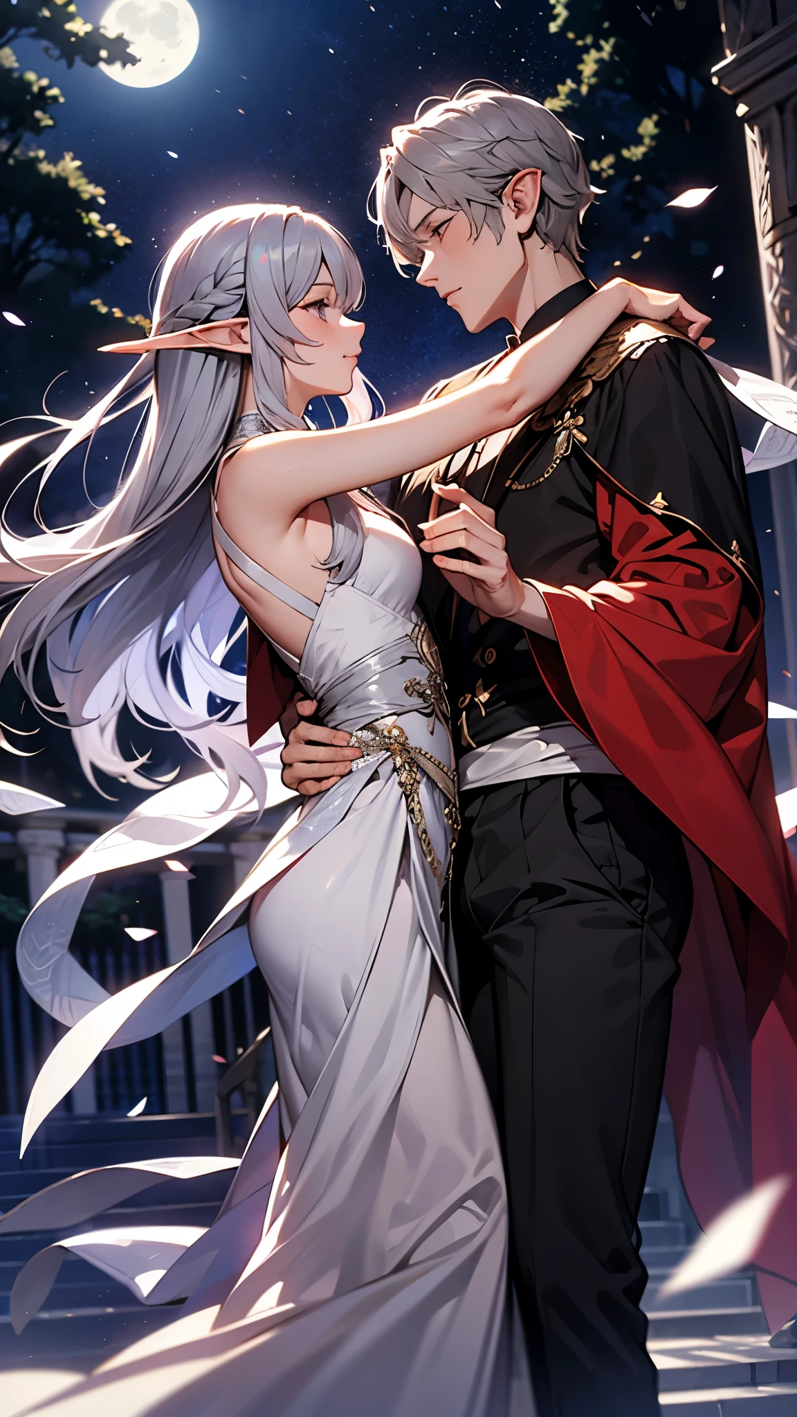 Moonlit Night、Dance with the long black haired king and the silver haired elf、