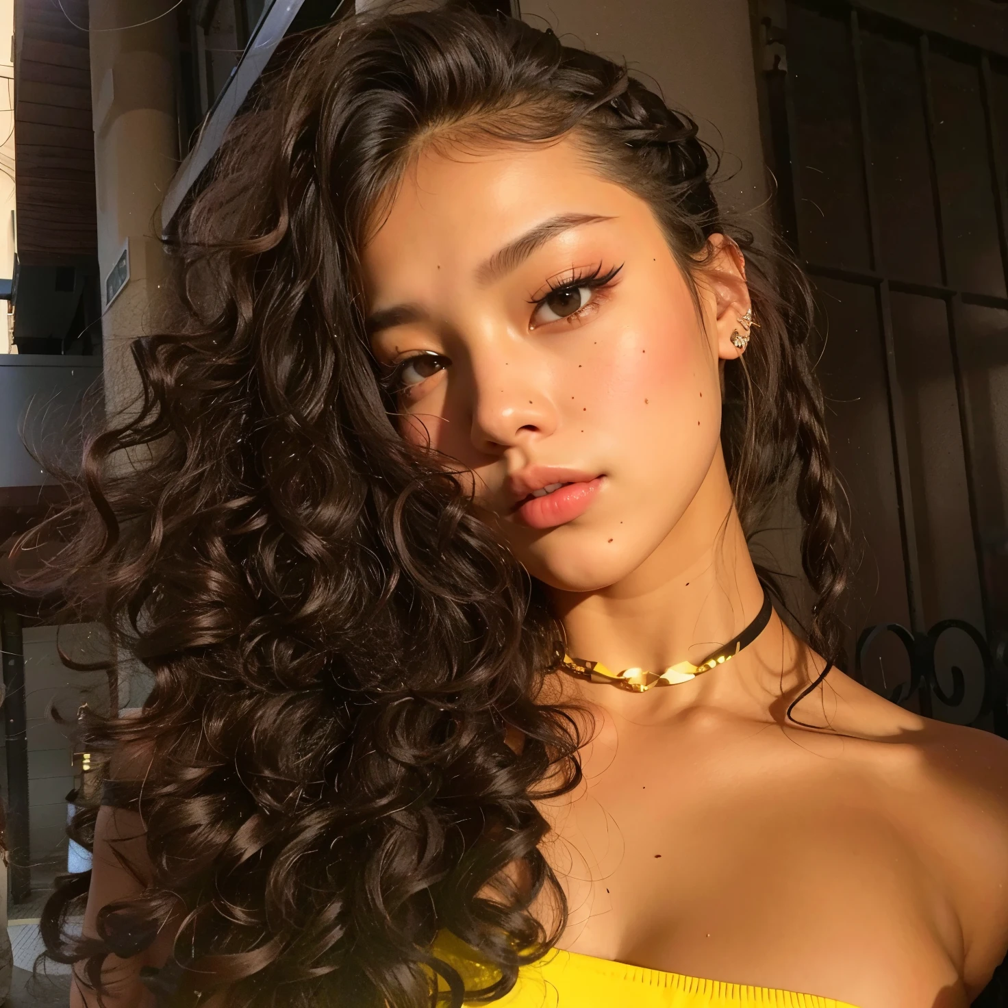 Jennie blackpink de cabelo cacheado