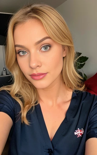 belle blonde habillé pyjama en soirée rouge et noir yeux bleus femme magnifique