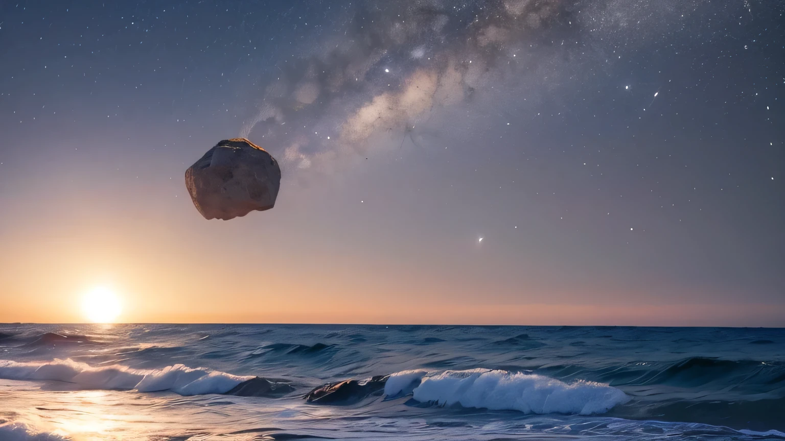 a huge meteor falling into the ocean