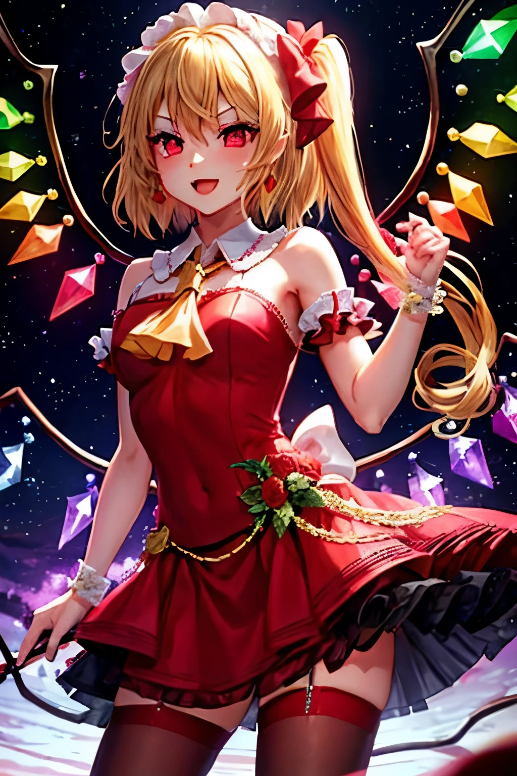 Flandre Scarlet using a Taylor Swift Cosplay and a diva dress.