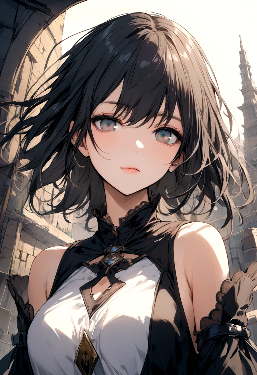 Hair: medium black hair
Eyes: Grey eyes