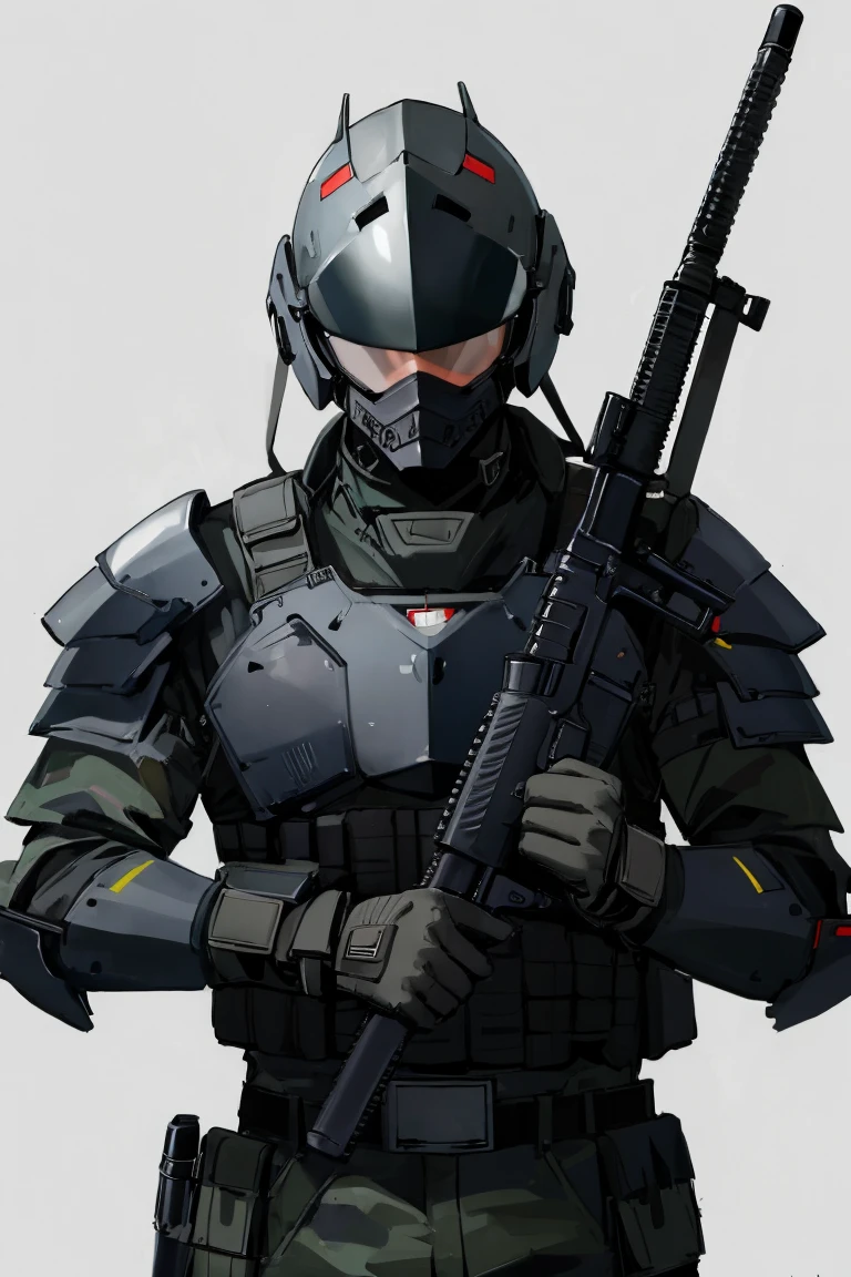 ((highest quality)), ((masterpiece)), (be familiar with),Body Armor,gun,Helmet,male,special forces,military