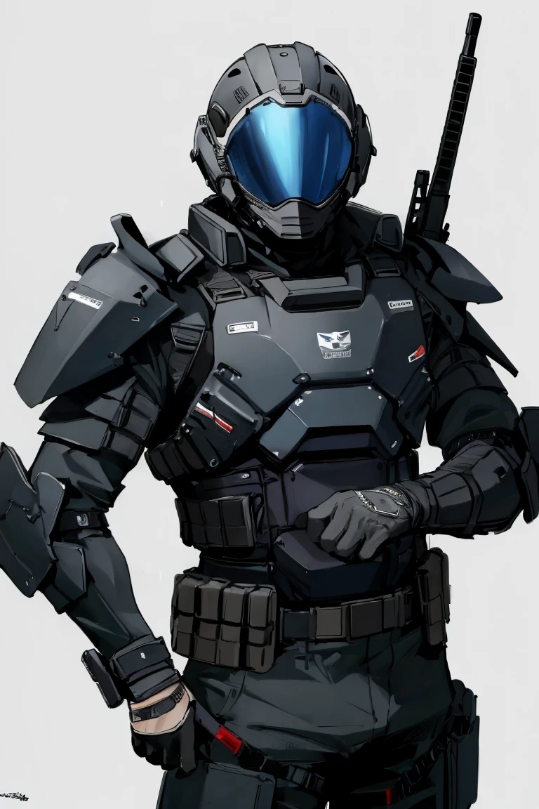 ((highest quality)), ((masterpiece)), (be familiar with),Body Armor,gun,Helmet,male,special forces,military