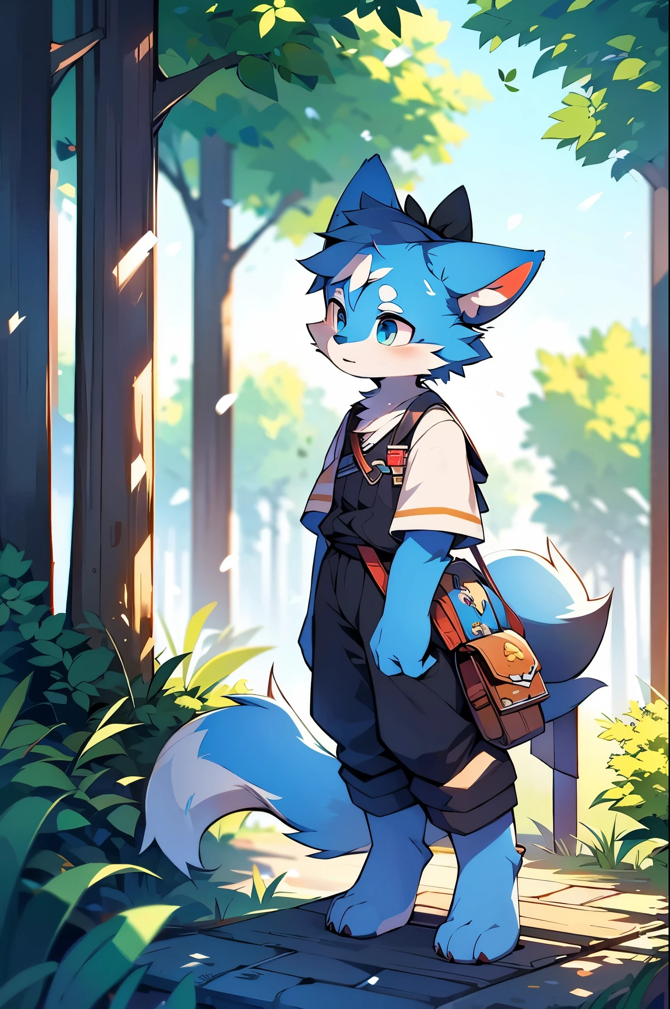 Blue fur, Canine, fox motif, boy, uniform,Tall，