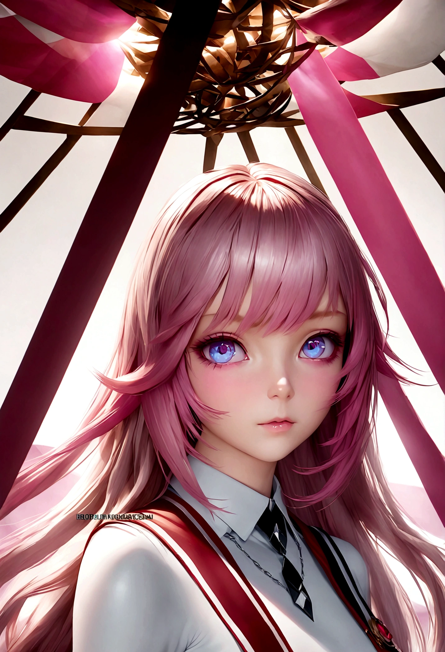 a highly detailed 3D render of a beautiful young woman with long silky white hair and captivating blue eyes, wearing a necklace, staring directly at the viewer, her naked body in a state of arousal, with streams of ejaculate emerging from her intimate area, masterfully lit with HDR lighting, ultra-realistic, cinematic, photorealistic