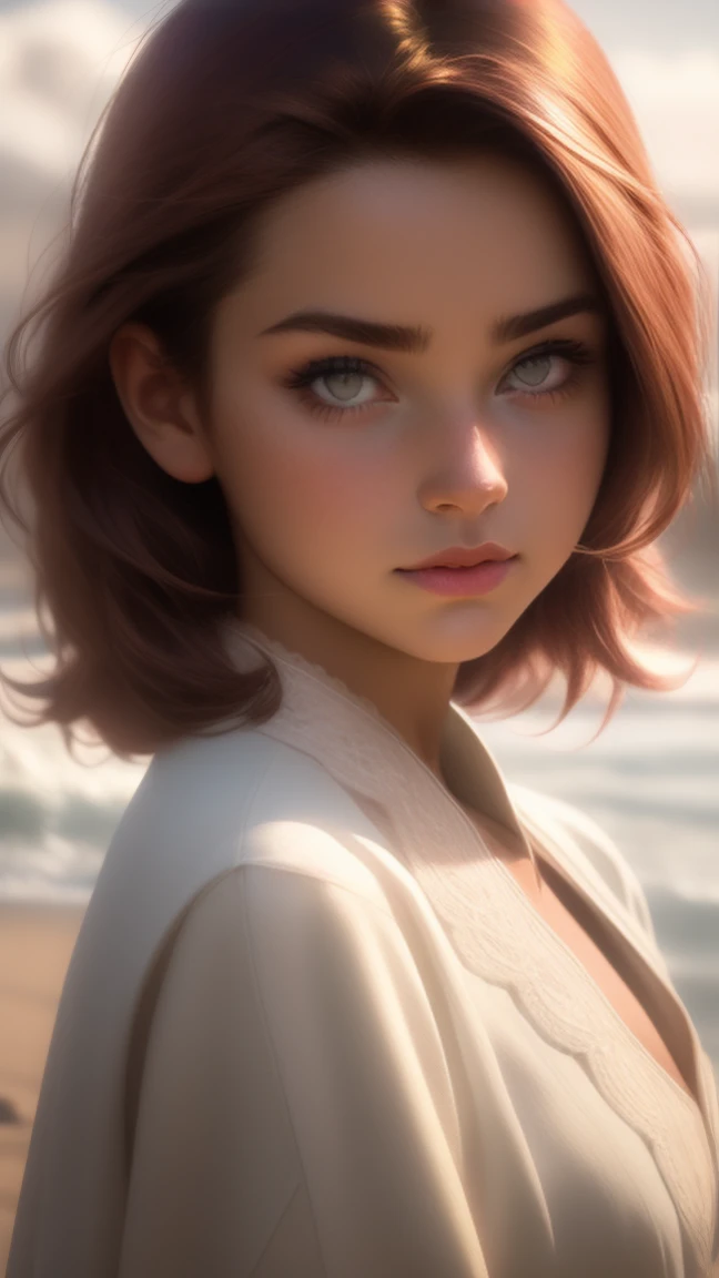 close up of a european woman, Burgundy hair, winter beach, natural skin texture, very detailed skin texture, tanned skin, 24mm, 4k textures, soft cinematic light, RAW photo, photorealism, photorealistic, intricate, elegant, highly detailed, sharp focus, ((((cinematic look)))), soothing tones, insane details, intricate details, hyperdetailed, low contrast, soft cinematic light, dim colors, exposure blend, hdr, faded, full_body