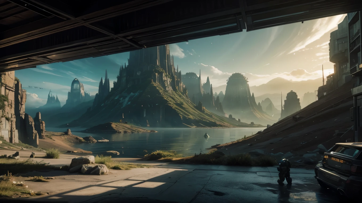 Sci fi environments, landscape scene cinematic