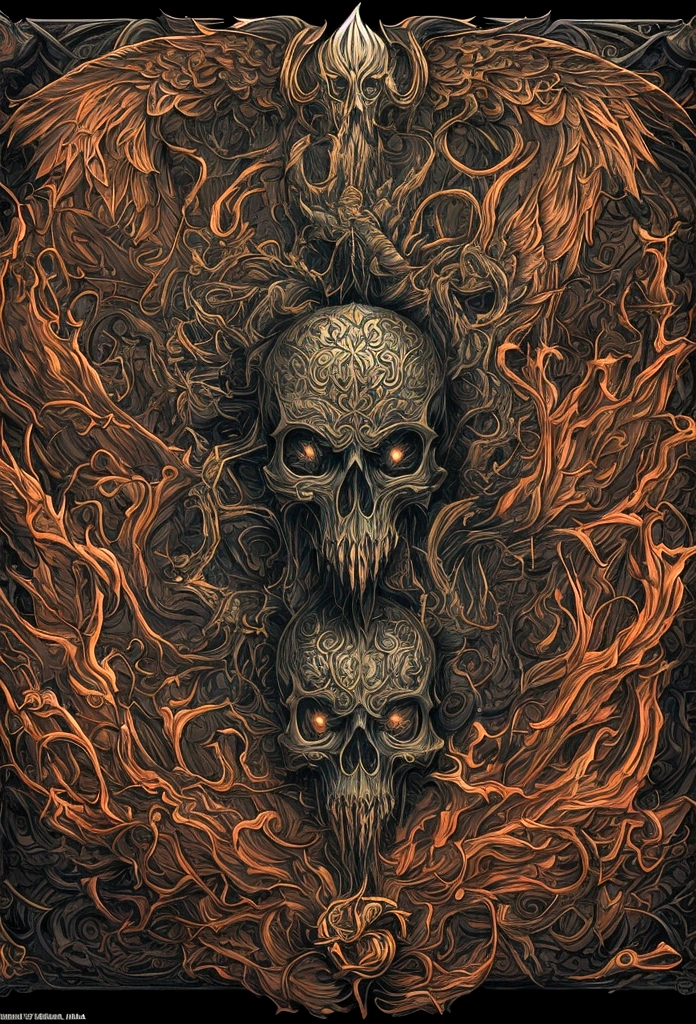 a detailed illustration of a summoned skull from the Yu-Gi-Oh! trading card game, hyper realistic, intricate mechanical details, dark fantasy, cinematic lighting, volumetric fog, dramatic pose, glowing red eyes, sharp fangs, leathery wings, detailed bone and muscle structure, dark grunge atmosphere, muted color palette, chiaroscuro lighting, gothic horror, masterpiece, highly detailed, 8k