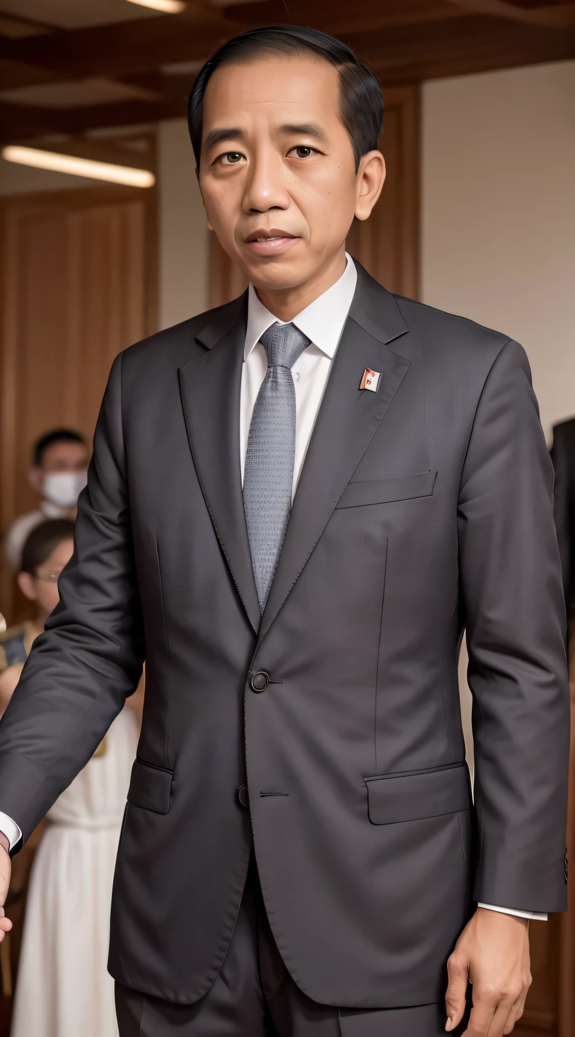 4k, Best quality, masterpiece, ultra high res, beautiful lighting, (realistic, photo-realistic:1.4), realistic background,
 jokowi, 
1man, 50 years old, He dressed  traje de luces , Las Ventas, Angry bull