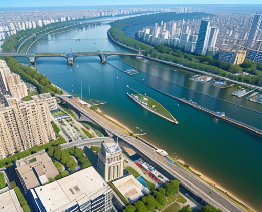 ((masterpiece)),((best quality)),((high detail)),((realistic,)), photograph satellite view Angle of photograph from above Angle of the Sky .
Modern city, street architecture,bridges, ocidental architecture, river, beach, modern prices, 5-star hotels, squares with statues.