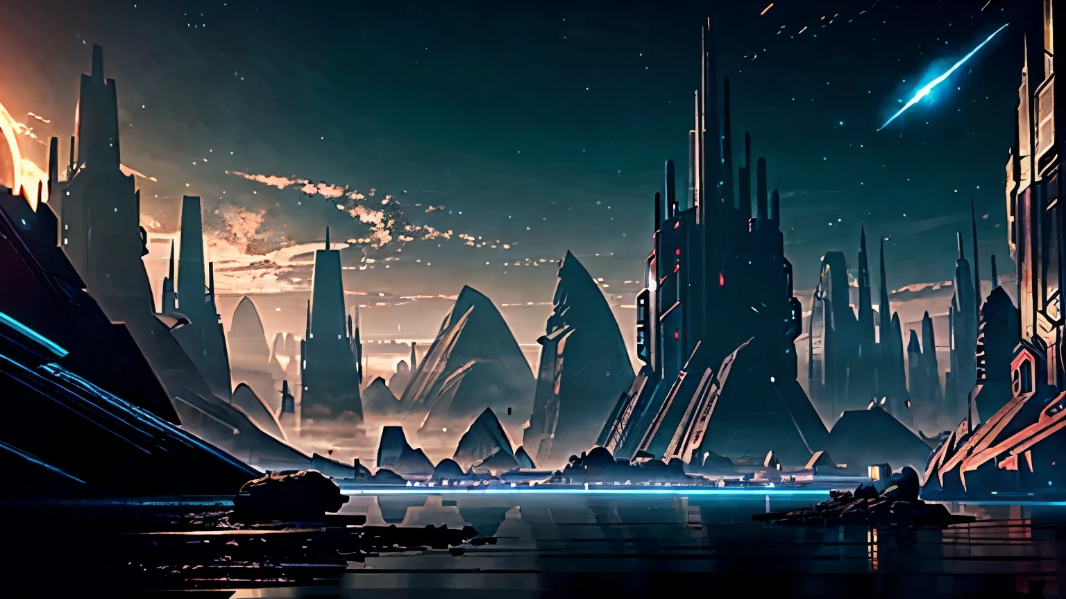 Sci fi environments, landscape scene cinematic
