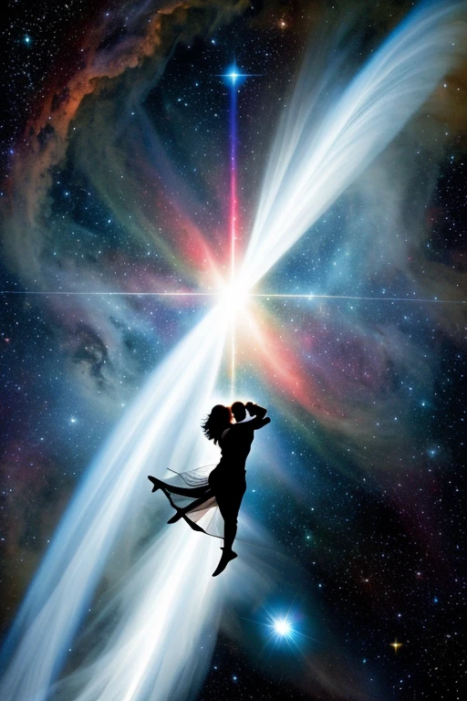 Free flight of gaseous energy of the cosmos represents masculine and feminine air surrounding the earth in light within the universe of God base couple of light in love