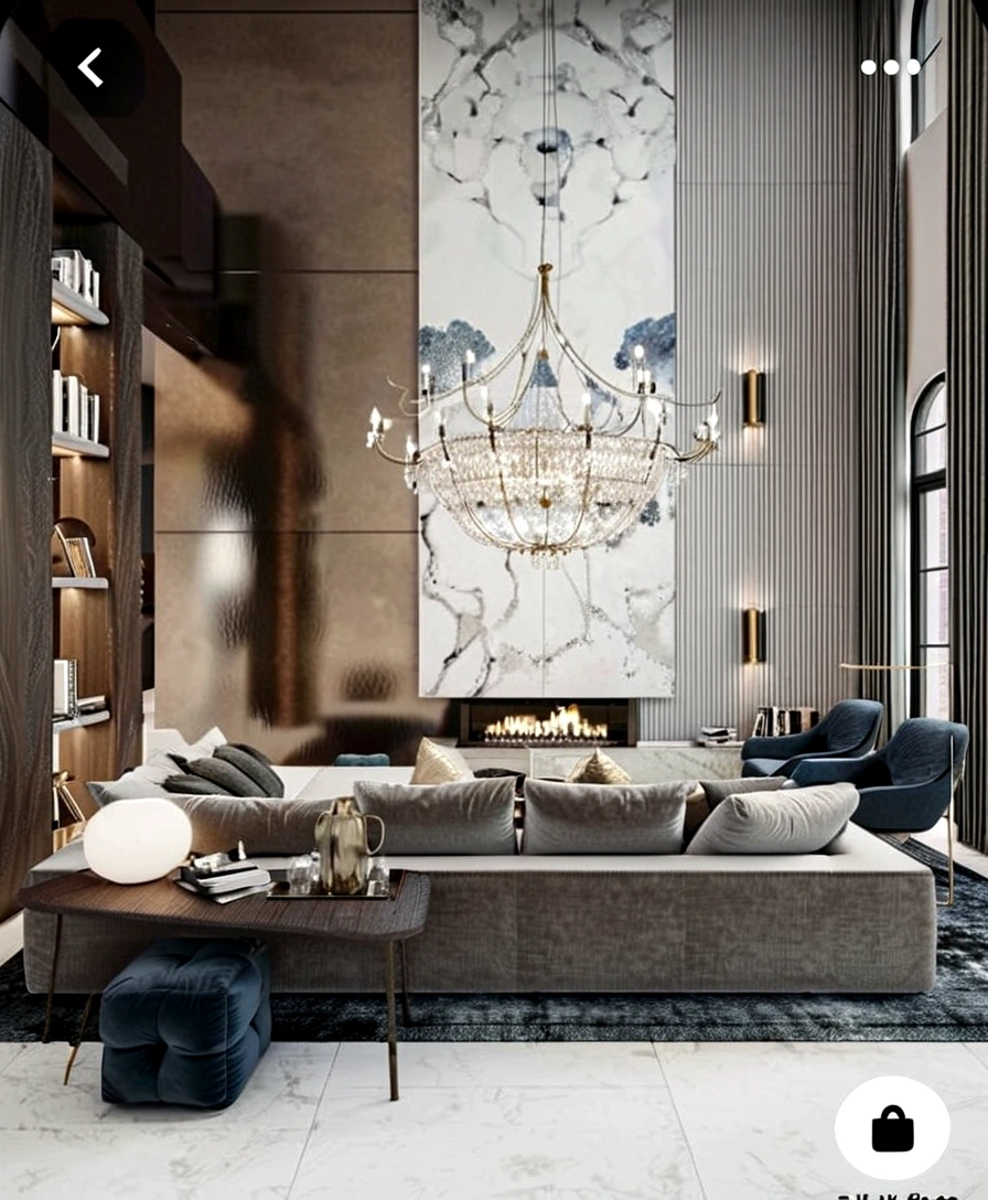arafed living room with a large couch and a large painting, elegant and refined, in style of kyrill kotashev, elegant and ornate, luxury condo interior, charcoal and silver color scheme, ornate and elegant, magnificent design, cozy contemporary living room, luxury hd render, luxurious environment, dramatic rendering, living room, tall ceilings, stunning render