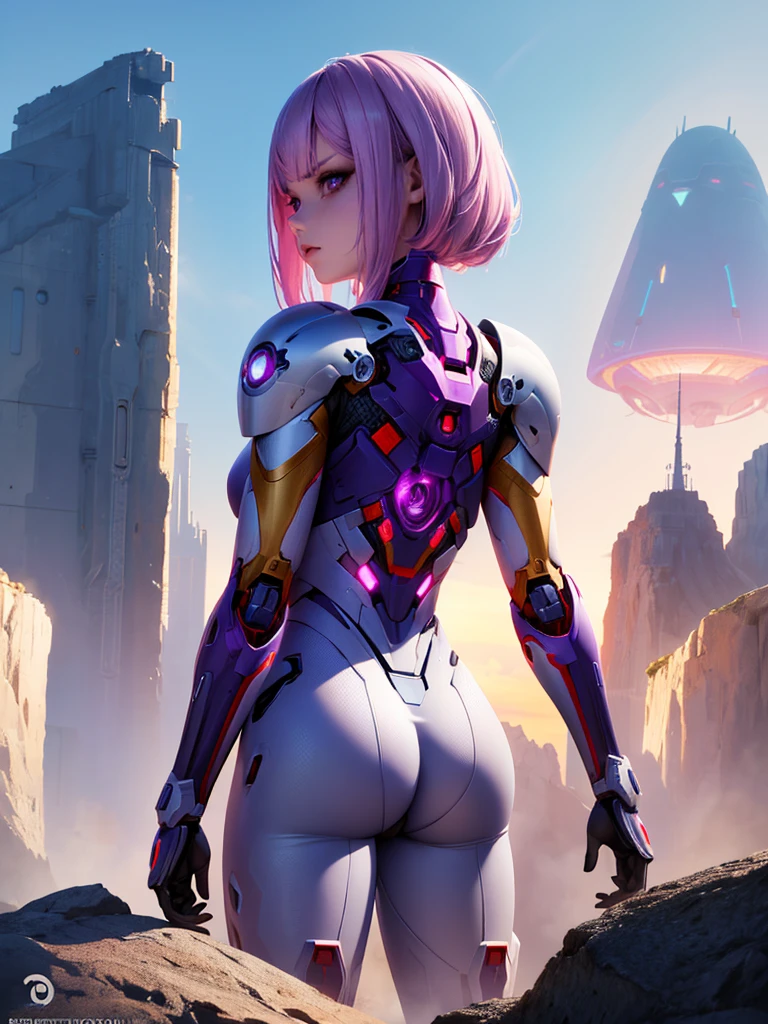 (((of the highest quality: 1.4))),(unparalleled masterpiece ever), (Ultra high definition),(Ultra-realistic 8K CG, camera view from behind), offcial art、 (((adult nude body, accentuated c-cups, totally nude with white thigh high socks))), (((1girl in))), ((( Bob Shorthair ))), Punk girl with a perfect nude body,Beautiful and well-groomed face,Fancy makeup, (Image from head to toe),((pink, purple Bob Shorthair )), Simon Bisley's urban savage style ,Detailed background of the galaxy at night,Clean abs, Complex graphics, dark pink with white stars and gray and white stripes, many poisonous tattoos )),