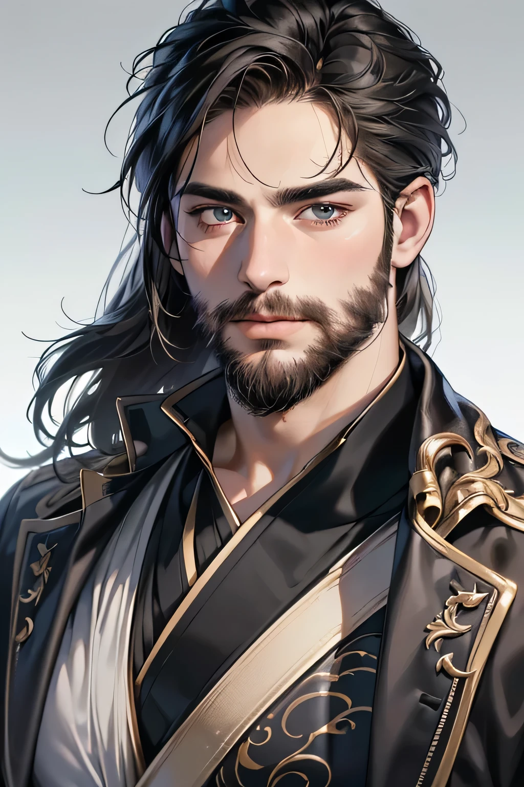 (Best quality,4K,8K,a high resolution,masterpiece:1.2),ultra detailed,(realistic,photorealistic,photo-realistic:1.37),30 year old man,3 day beard,Beautiful anime,portraits,strong,masculine,dark hair,Sharp jawline,Mesmerizing eyes,Perfectly styled hair,cool anime outfit,confident expression,bright colors,dynamic lighting