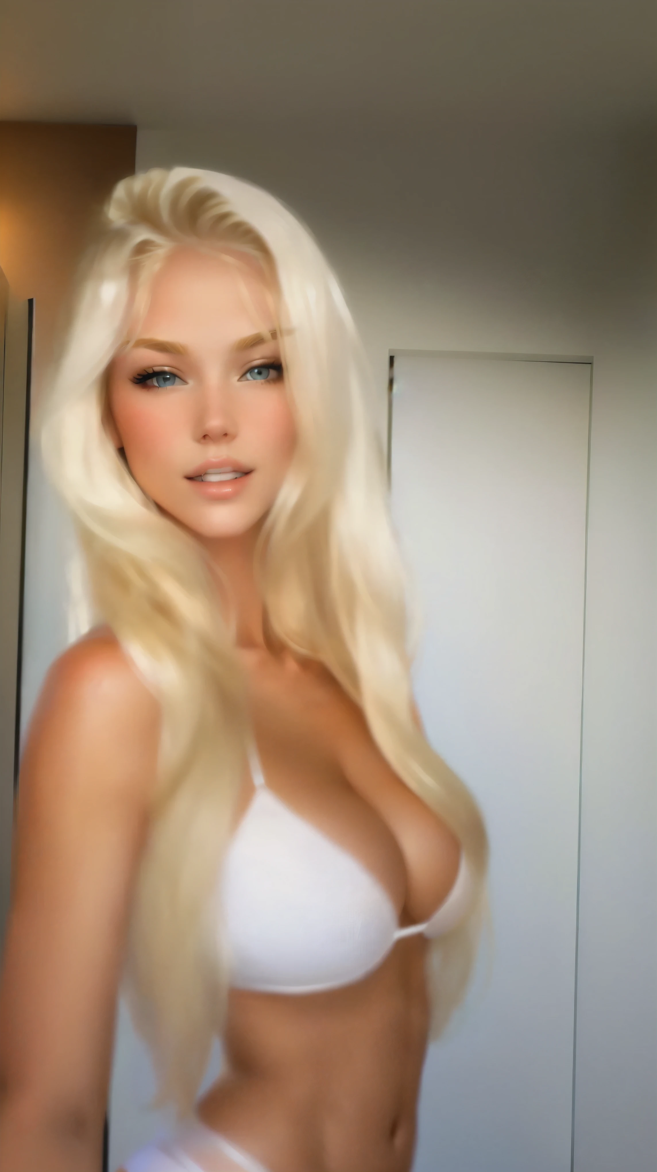 blonde in white bikini posing in front of mirror, blonde goddess, gorgeous blonde, beautiful blonde, perfect white-haired girl, Swedish blonde, White bra, beautiful blonde, amazing shot of a giant goddess, sexy hot body, Sexy girl, Sexy girl with long blonde hair, sexy look at the camera, blonde, blonde and attractive features, sexy body