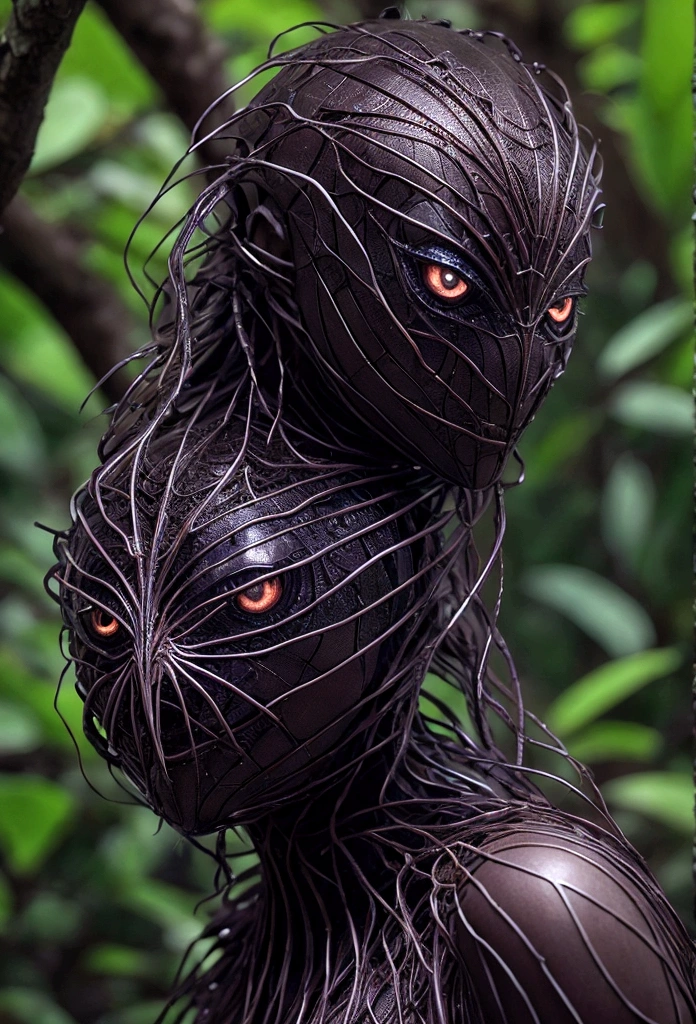 Aranha como mulher na floresta profunda