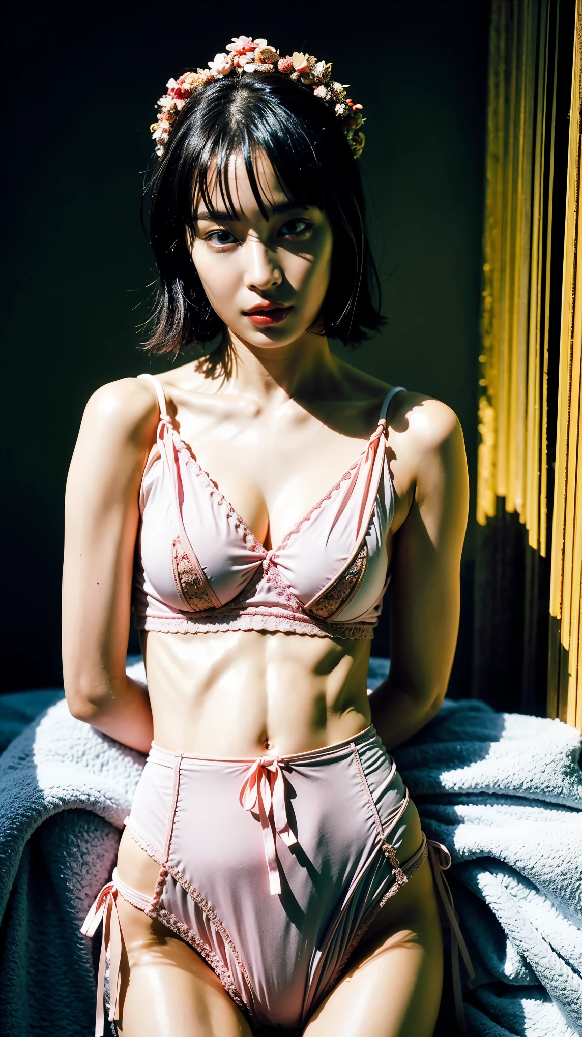 ((highest quality)), ((masterpiece)), (Film aesthetics:1.4) Beautiful Japanese lingerie hot fashion model photos, big 