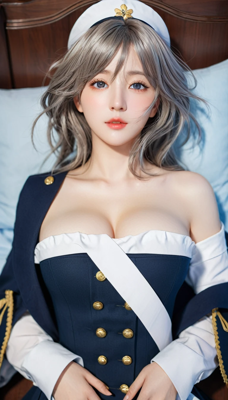 Frederick the Great (Azur Lane:0.5), Breast sagging, Uniform, whole body, (Everlasting), indoors, outdoor, Model shooting style, masterpiece, detailed, high quality, Be focused, Dramatic, Realistic Art, posture, Express, leg, (extremely detailed CG unity 8k wallpaper), Professional Majestic Oil Paintings by Ed Blinkey,