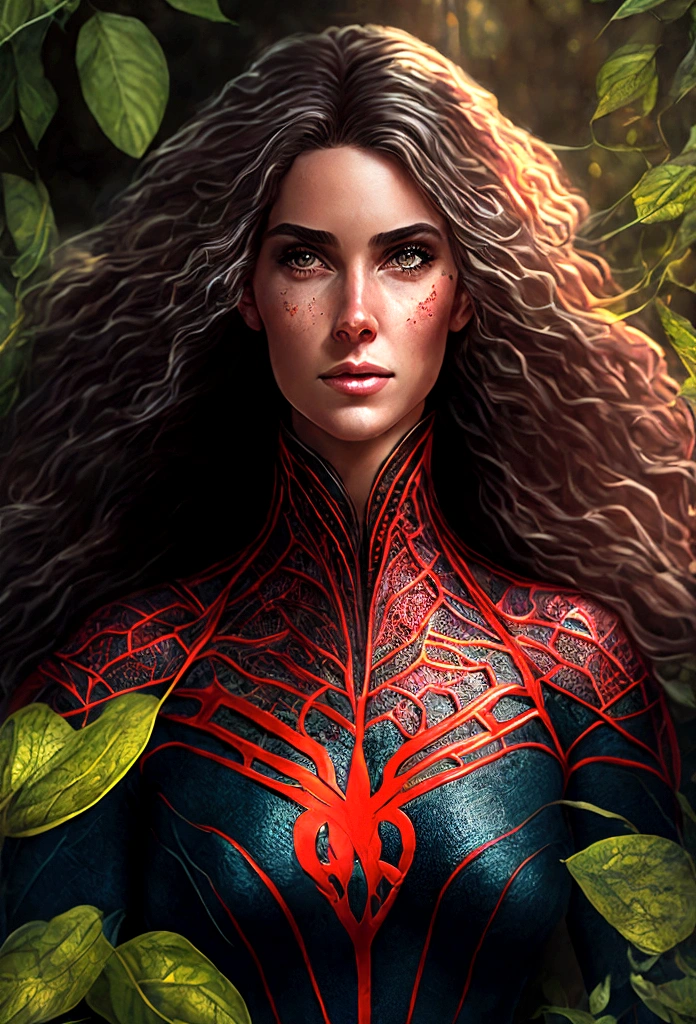 Aranha como mulher na floresta profunda