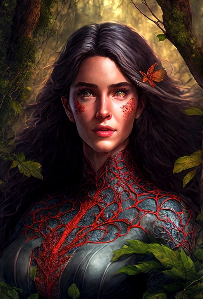 Aranha como mulher na floresta profunda