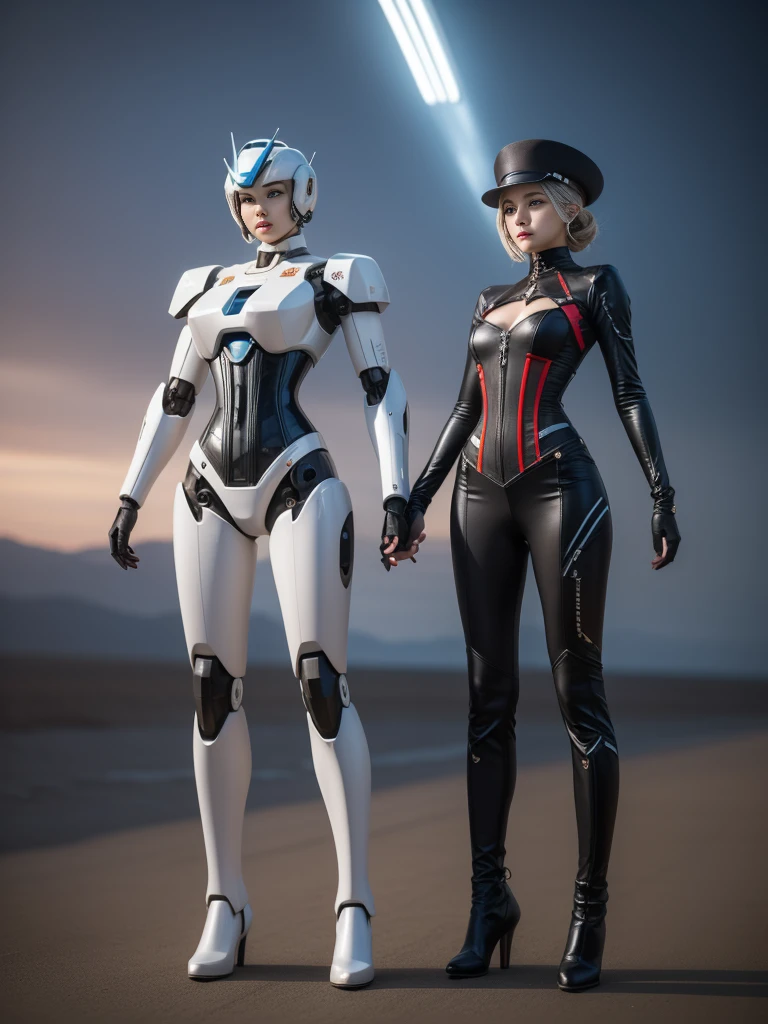 (best quality,high resolution,Practical:1.2),Extremely detailed,1 mature woman,strong posture,in the environment,Mecha Girl,Mecha parts,joint,Single Robotic Arm,hat,Mechanical Halo,Hello Star,Complex mechanical jumpsuit,Mecha Corset,fully armed,White mecha body