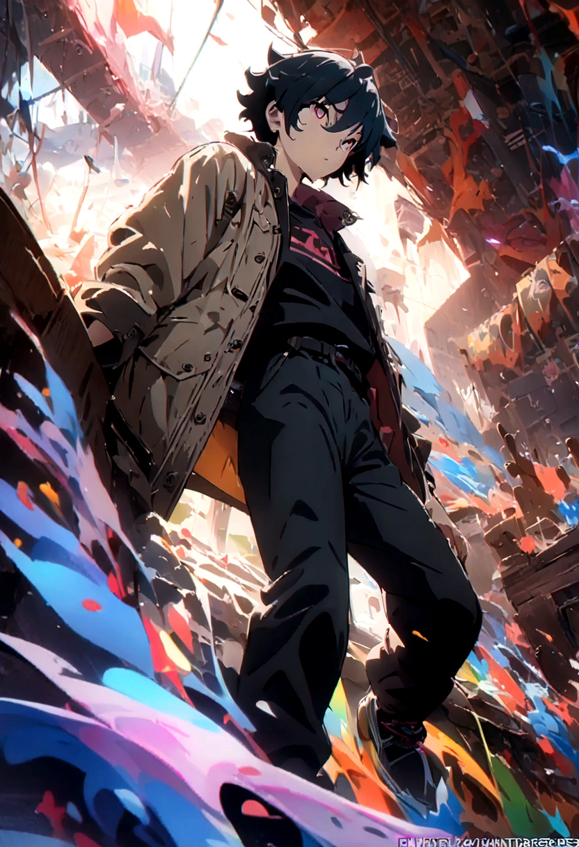1 boy, anime style, detailed, (best quality,4k,8k,highres,masterpiece:1.2),ultra-detailed,vibrant colors,dramatic lighting,cinematic composition,digital painting, white background.