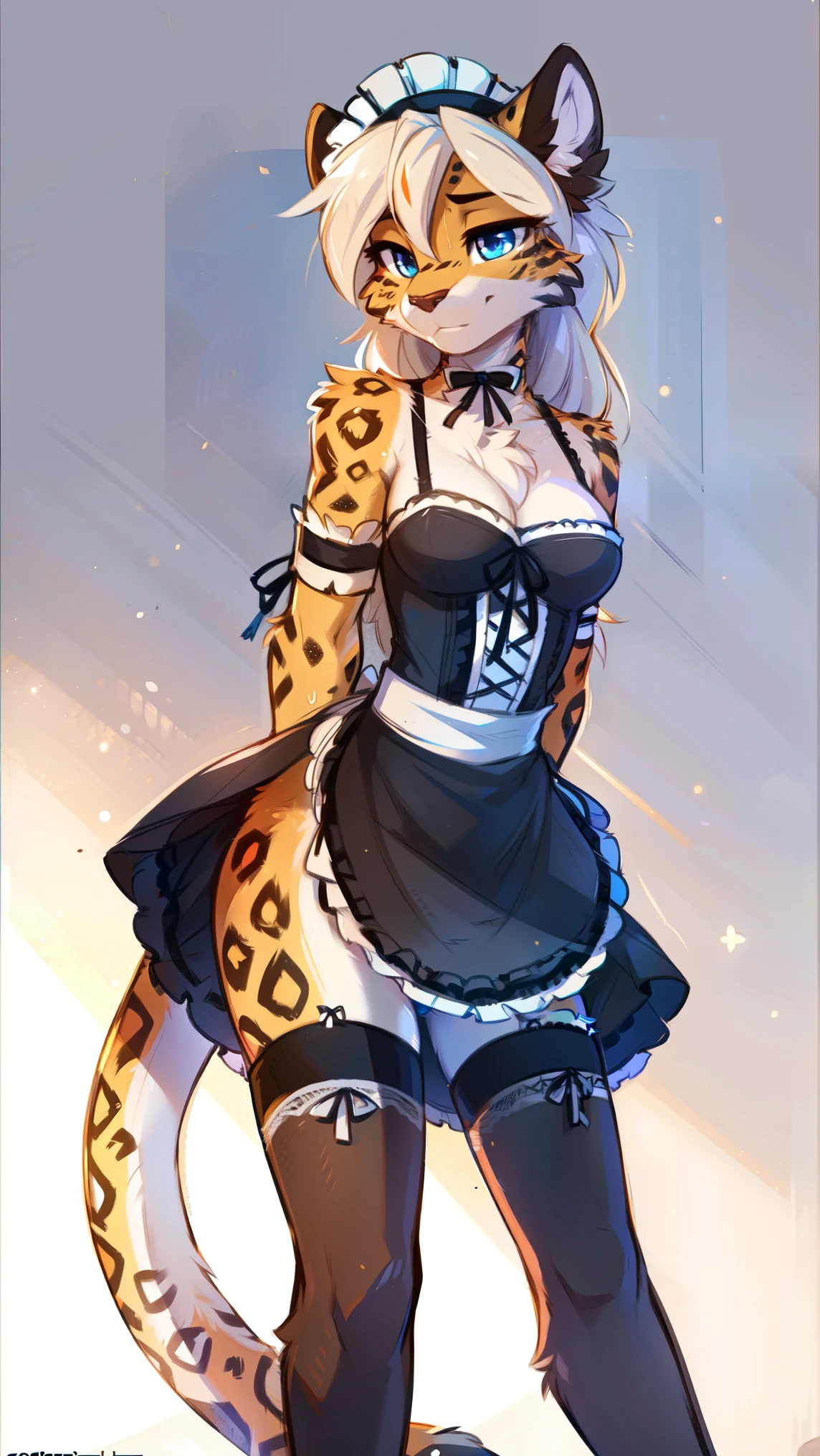 by kenket, Ross Tran, ruan jia, zaush, foxovh, by Zackary911, by hyattlen, by teranen, by fumiko, by Pixelsketcher, by Bayard Wu, by Thomas Benjamin Kennington, by Einshelm, by Kilinah, by Coffeesoda, by Hioshiru, by fluff-kevlar, bye r-mk, by Dimwitdog, (Character Reference sheet), medium breast, hips, Lineart, Sketch, ((gepard)), kittymuzzle, tall, long hair, solo, simple background, full body, opaque stockings, ((maid uniform)), black elastic stockings, (erotic:1.4), wet wool, rough sketch, flat color, no shading, no lineart, anthro, arousal, seductive posing, nylon texture, adult female, tall, sassy, seductive, immature