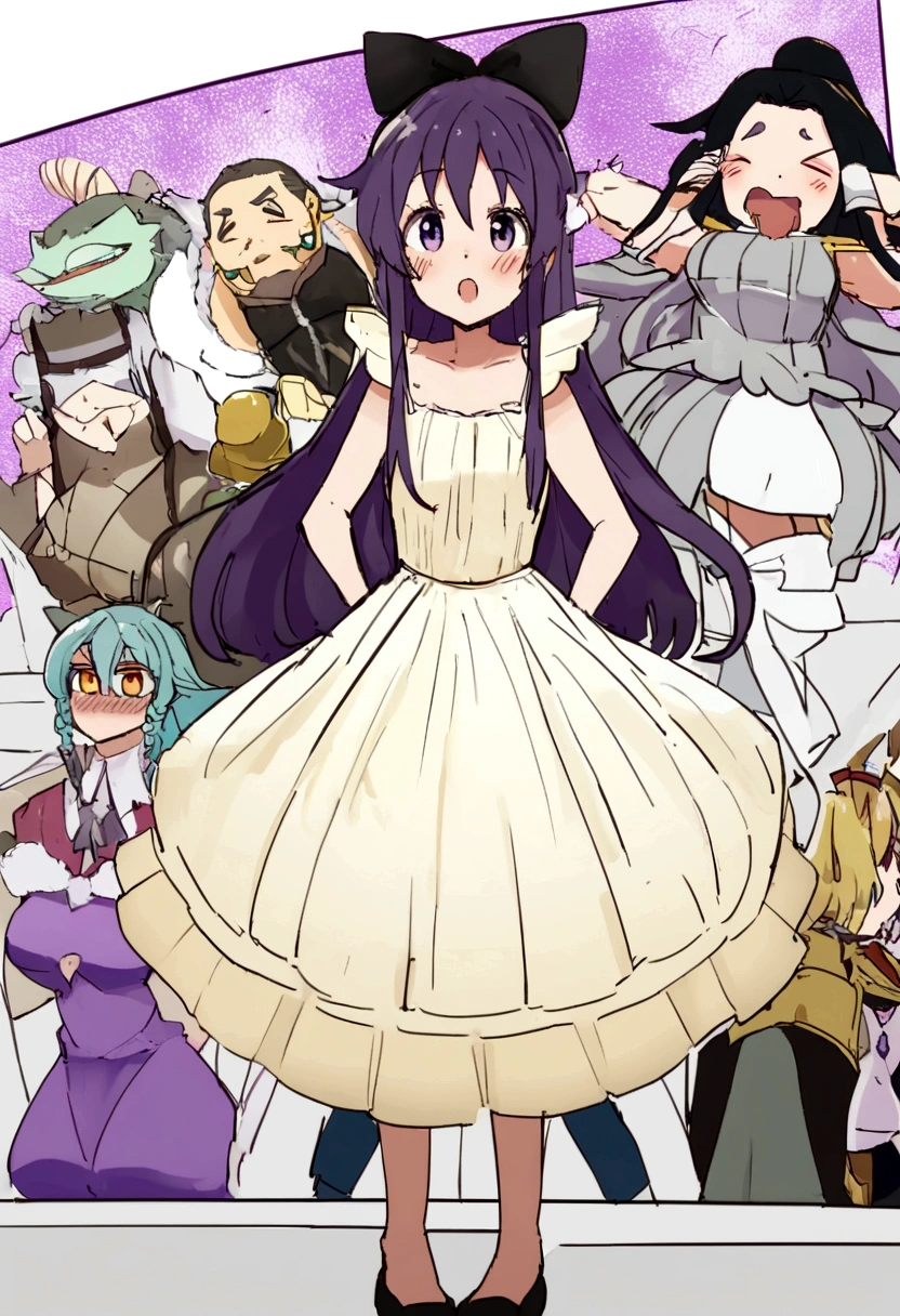 Chica anime con cabello morado y bragas rosas acostada boca abajo., , hermosa chica anime en cuclillas, I will tear from the overlord, grueso, shirabii, the anime girl is crouching, cambiar in dress, cambiar, shikamimi, vista inferior, splash art anime cambiar, agachado, trasero