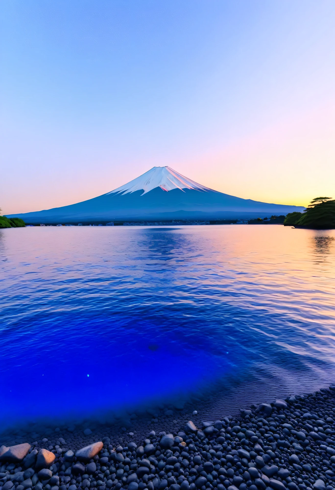 Master Parts、Superior Quality、Excellent image quality、8K quality、Beautiful sunrise photo、grow、Mt fuji、Sparkling blue lake:1.9