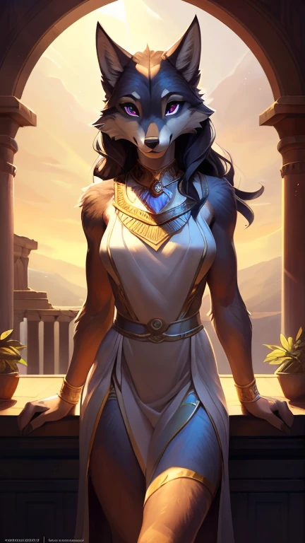 Athena but as a furry wolf girl, uploaded on e621, by Pixelsketcher, by Bayard Wu, by Thomas Benjamin Kennington , by Einshelm, solo anthro, (( Portrait)), BREAK, (detailed Bonifasko lighting), natural goddess, (Detailed fur), (detailed skin), BREAK, Athena, (Cinematic lighting), ((Detailed background)), (half body shadow), [Backlighting], [crepuscular ray], [Detailed ambient light], (higher wildlife feral detail), [sharp-focus], (shaded), ((Masterpiece), long wavy hair, fit body, Fluffy wolf, Wavethesallow Face, furry fantasy art, anthro art, commission for high res, Furry art, pov furry art, Sakimichan is beautiful, perfect eyes, hypnotized with glowing purple eyes, tongue out, toned abbs, Masterpiece, Best Quality, Detailed image, Bright colors, Detailed Face, perfect  lighting, Perfect shadows, Perfect eyes, focus on girl, Hourglass body, shiny body, legs focus, Ears last year, wolf Girl, Fluffy, fluffy woman, Body fur, big , Animal nose, muzzle, two-toned fur, (Best Quality:1.2), (illustartion:1.2), (Cinematic lighting:1.3), Detailed fur, wearing feminine ancient greek bronze snd white attire, Greek attire, Athena’s clothes, feminine Greek dress, Greek goddess