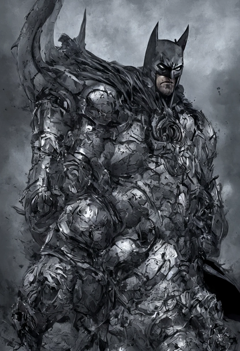 "Batman Viking com rosto do giurosa, Sorriso esquerdo, blood tears, sombrio, qualidade excepcional, multiple facial scars, batmanqueri, armadura viking das trevas, Gothic style."