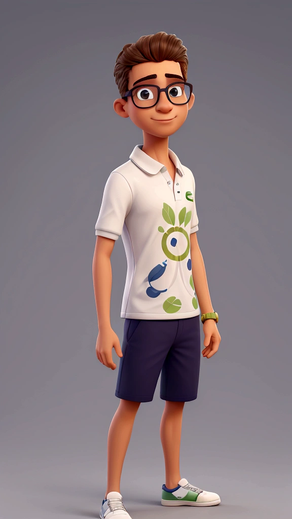 melhor qualidade, high resolution, imagem distinta, jovem cria do rio de janeiro, masculino, magro, with glasses, alto, cabelo curto e preto camisa lacoste, iphone 15, short lacoste, sapato lacoste