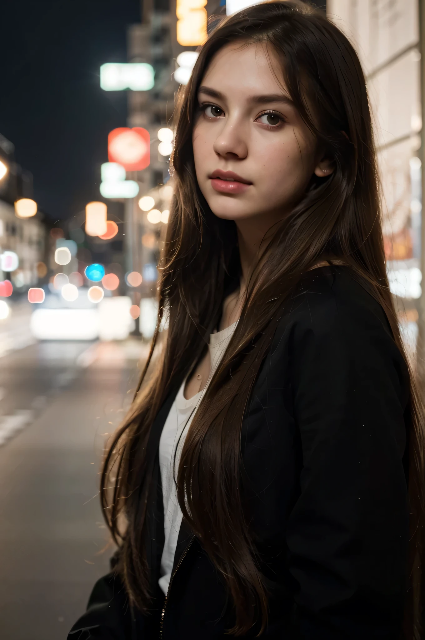 Straight hair, pale skin, sweatshirt, Black hair, very long hair, brown eyes, hyperrealistic, tumblr, delicate, epic, smooth and pale skin, background, background with bokeh effect, blond hair, longeyelashes, solid circle eyes, ccurate, hyperrealism, Surrealism, drop shadow, 8k, super detail, best quality, UHD, masterpiece, anatomically correct, UHD, masterpiece, anatomically correct, textured skin, super detail, high details, high quality, 16k, 1080P, 4K, 8k, straight hair, , Realism,