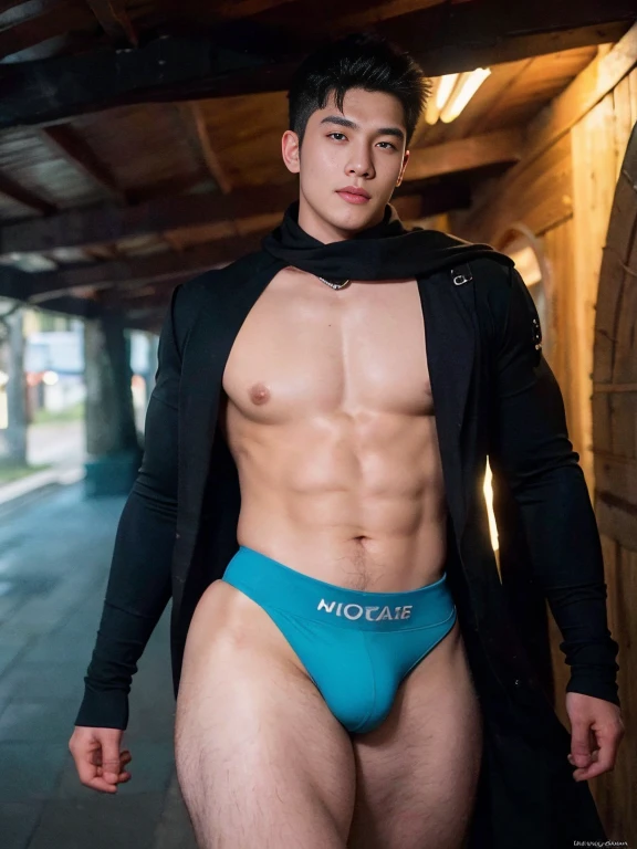 top-quality、masterpiece、超A high resolution、(realisitic:1.4)、Detailed face、solo、1human male、The upper part of the body、Dark hair、glistning skin、dense skin、(asian human)、architectural、(absurderes、hight resolution、ultra-detailliert)、、1 male、Adults、(a 25-year-old man)、a handsome、tall muscular man、broad shoulder、extra very short hair、angular jaws、thick neck、thick eyebrow、extra very short hair、A dark-haired、fine eyes and detailed face、 Highly detailed CG Unity 8K wallpapers、intricate-detail、(Style Swirl Magic:0.7)、looking at the spectator、solo、(full body Esbian:0.6)、Detailed background、A detailed face、dynamicposes、、dynamic compositions、 big muscle、、((((bulge))))、a handsome、 ((masutepiece:1.4, Best Quality)), ((masutepiece, Best Quality)), (photographrealistic:1.4)、(((Sorcerer)))、grin, Surfing,、a smirk、Sunny and cloudy sky、(Complex blue long sleeve enchantment costume), scarf, the costume is too much revealing the tskin and thighs, fantasy Library Background:1.2), Photorealistic、cana、magic circles , bare thighs , (((nsfw , sexy , eroticism)))