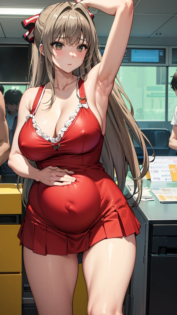 Isuzu Sento、highest quality、Highest quality、Huge super boobs、Cleavage、A fawning expression、high school girl、sexual behavior、sex、Armpit、pregnancy、Cowgirl、vagina、Thighs、Knee socks、Armpit見せ、両Armpit見せ、Glare、Close-up、train、strap、Armpitチラ、Absolute area、Female organ、Boobs slip out、strap