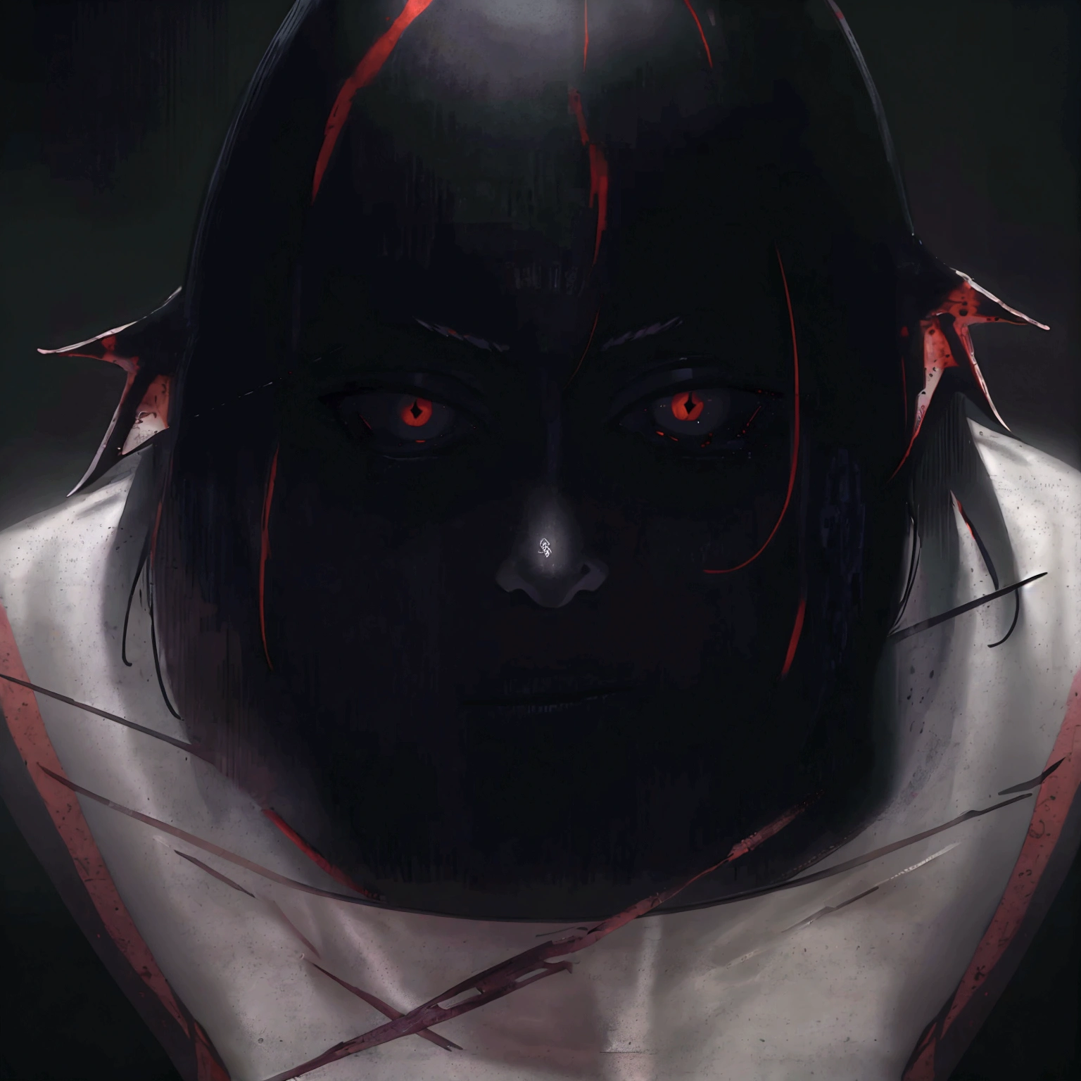 a gothic sexy succubus, long demon horns, crimson red skin, black leather bdsm gear, dark black room, faint aura, backlit, (best quality,4k,8k,highres,masterpiece:1.2),ultra-detailed,(realistic,photorealistic,photo-realistic:1.37),dark fantasy,dark art,chiaroscuro,dramatic lighting,moody,seductive,occult