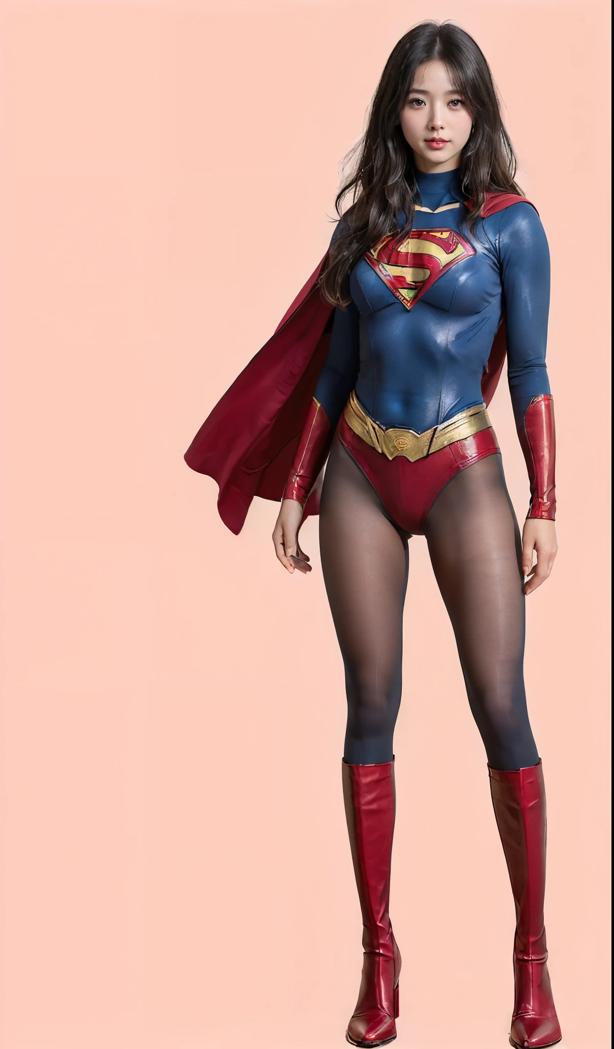 No background、(((Beautiful legs in black tights.)))、(((Legally express the beauty of your smile)))、((((Make the most of your original images)))、(((体にぴったりフィットするSupergirl Costume)))、(((Supergirl Costume)))、(((Beautiful Hairstyles)))、(((She is winking cutely.)))、(((Please wear black tights....、Wear red boots)))、((Best image quality、8k))、((highest quality、8k、masterpiece:1.3))、(((Preserve background )))、Sharp focus:1.2、Beautiful woman with perfect figure:1.4、Slim Abs:1.2、Wet body:1.5、Highly detailed face and skin texture、8k