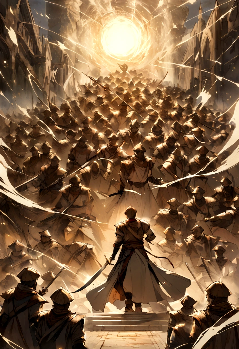 A large number of swordsmen