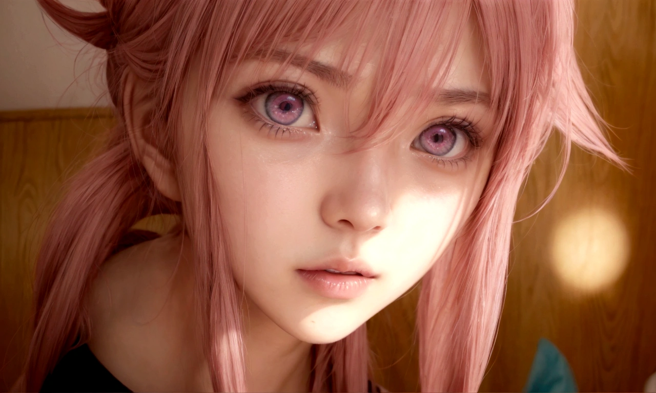 a woman with pink hair and pink eyes looks at the camera, Mirai nikki, Cero dos, primer plano de otro iwakura, primer plano de otro iwakura, estilo anime Gainax, in the anime movie, captura de pantalla de un anime de 2012, chica anime llamada gasai yuno, tiene una mirada penetrante, primer plano de una joven chica anime
