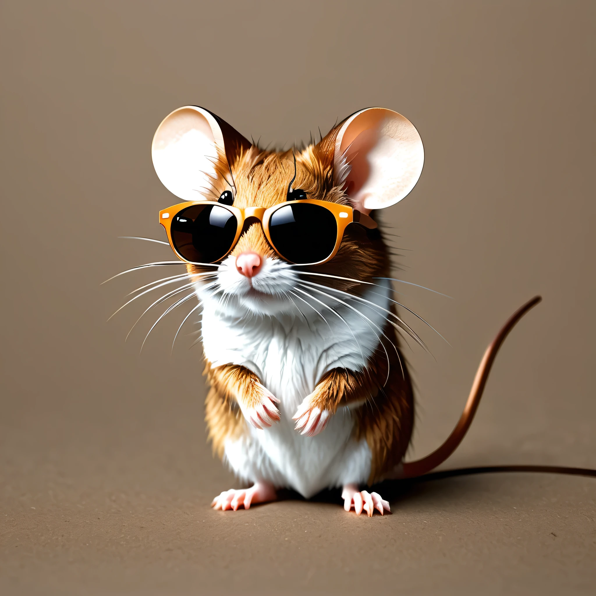 Mouse in light brown white with sunglasses