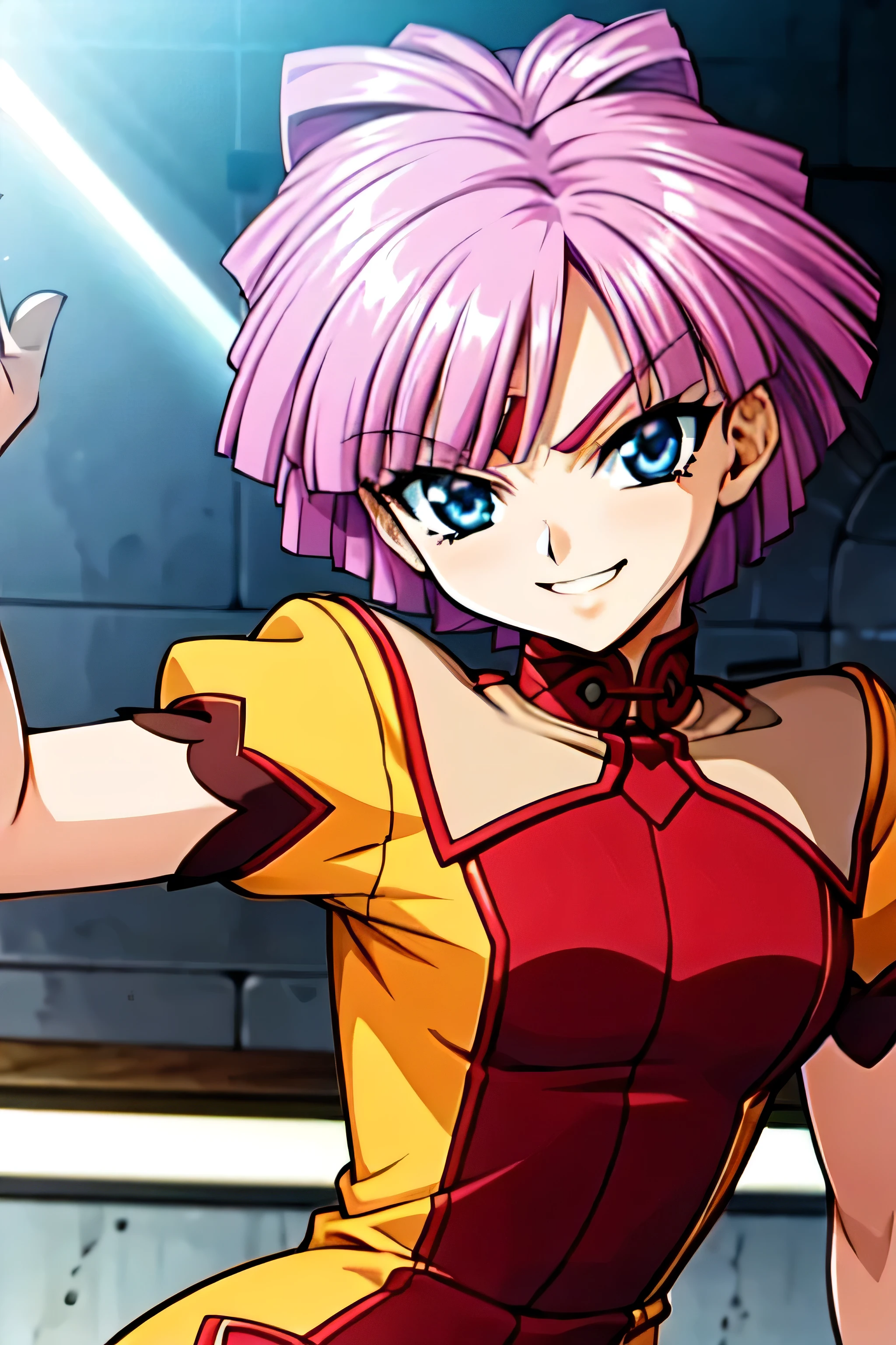 (best_quality 4K, 8K, High resolution, Masterpiece: 1.2), ultra detailed),from_below,(anime_screencap),(1girl,solo),dynamic_angle,too evil_smile,too evil laugh at,tis,deep shadeded_face,too ic,smile worst,,bob short  hair,,,looking at viewer,upper body,
